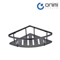 Onimi 3321-MG 220mm Corner Flat Bathroom Basket – SUS304 Stainless Steel Metal Gun Finish Wall Mounted Shower Storage Rack