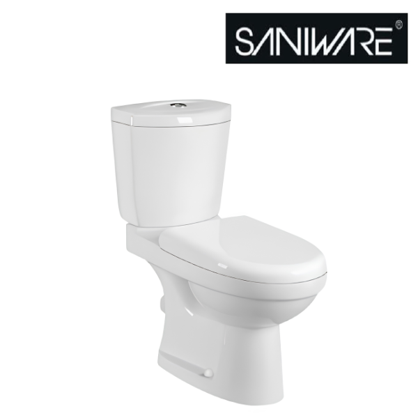 Saniware WC-2122A 720mm Ceramic Two-Piece Washdown Toilet Bowl Sinki Tandas Bilik Mandi S-Trap 250mm / 300mm & P-Trap 180mm Roughing-In