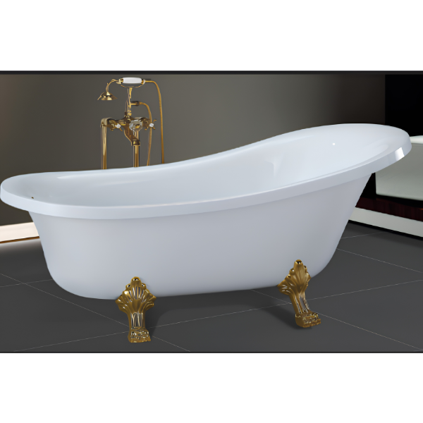Arris Infinity ars - D2012 G Royal 1500mm / 1700mm White Traditional Freestanding Slipper Bathtub with Gold Claw Feet