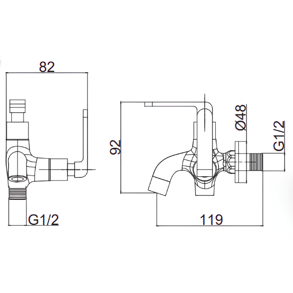 Saniware SWP-BR-3314 Chrome Two Way Tap Suitable for: Utility Sinks, Laundry Areas and Washing Points Requiring Two Outlets