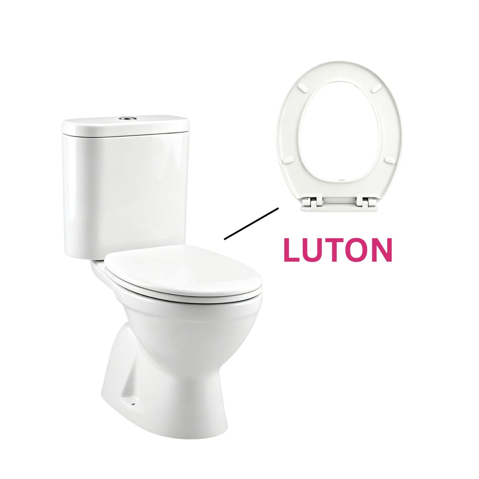 O Shape 450mm Soft Close Luton Seat & Cover Thin Profile - Replacement Seat & Cover For Luton
