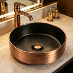 Saniware WB-2017-RG Rose 360mm Gold Rim with Matt Black Inner Round Above Counter Art Basin Sinki Tandas Bilik Mandi For Modern Luxury Vanity & Renovation Projects