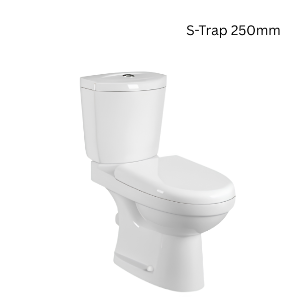 Saniware WC-2122A 720mm Ceramic Two-Piece Washdown Toilet Bowl Sinki Tandas Bilik Mandi S-Trap 250mm / 300mm & P-Trap 180mm Roughing-In
