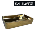 Saniware WB-487-G 600mm Gold Rectangular Above Counter Art Basin Sinki Tandas Bilik Mandi For Luxury Vanity, Premium Bathroom & Renovation Projects