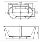 Arris Infinity ars - D8381 Villas 1490mm / 1690mm White One-Piece Freestanding Oval Soaking Bathtub