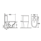 Saniware WC-2123A 650mm Rimless Ceramic Two-Piece Washdown Toilet Bowl Sinki Tandas Bilik Mandi S-Trap 250mm / P-Trap 180mm Roughing-In