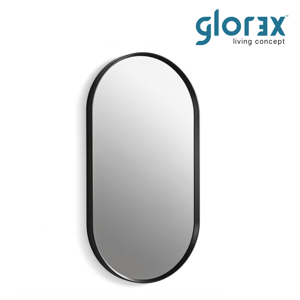 Glorex GLC PLM5090A282(BK) Wall Mounted Shape Wall Mirror 500×900mm Slim 28mm Aluminium Frame Vertical & Horizontal Mount