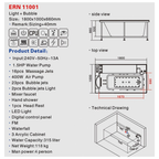 Eurano ERN 11001 Premium Whirlpool Bathtub 1-4 Person Spa Tub with Multi-Color LED Lights, Air & Water Massage, Hand Shower & Waterfall