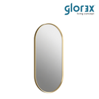 Glorex GLC PLM5090A282(GGD) Green Gold Pill Shape Wall Mirror 500×900mm Slim 28mm Aluminium Frame Vertical & Horizontal Mount