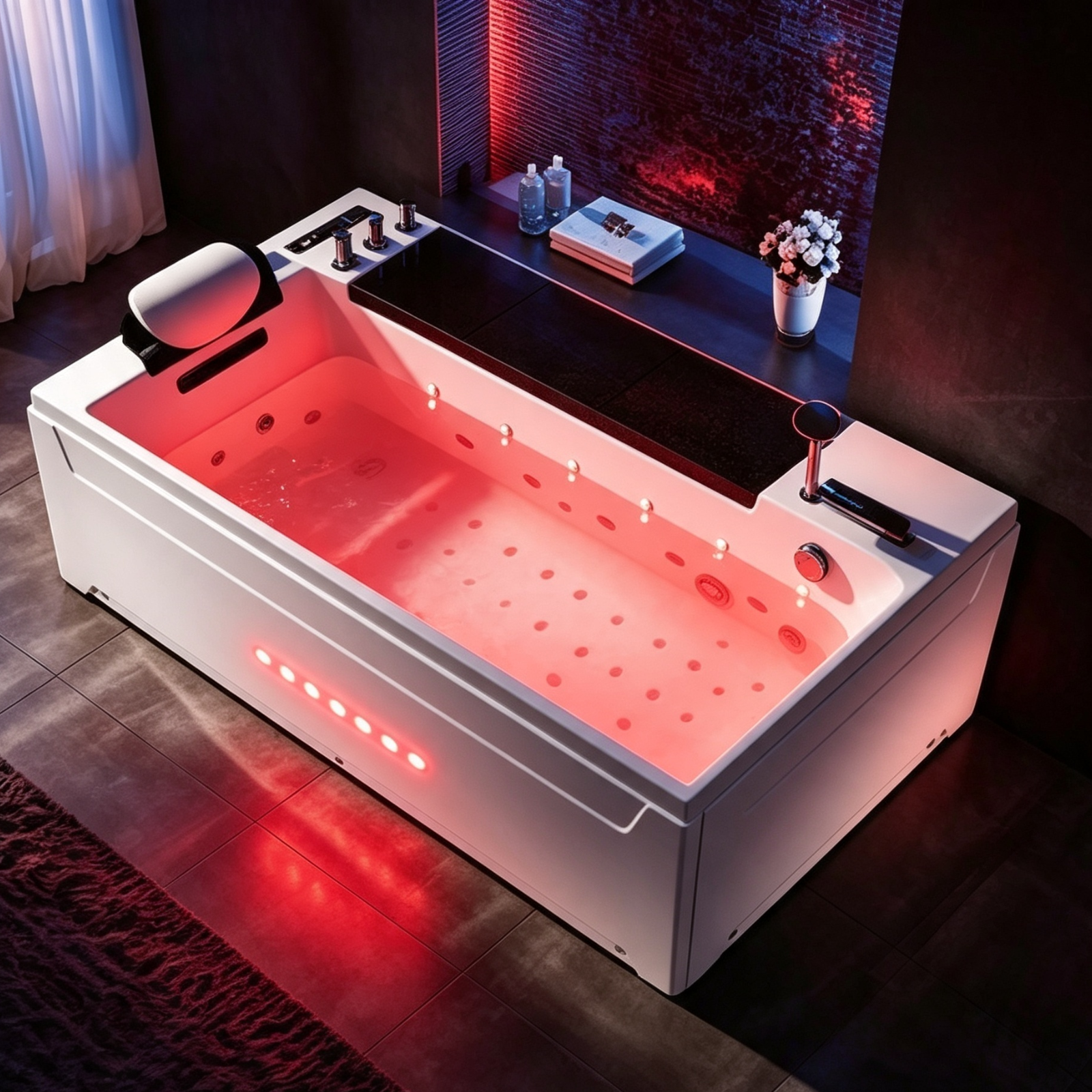 Eurano ERN 11001 Premium Whirlpool Bathtub 1-4 Person Spa Tub with Multi-Color LED Lights, Air & Water Massage, Hand Shower & Waterfall
