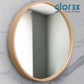 Glorex GLC 4003W/N Wall Mounted Large Round Wall Mirror 685mm Diameter Natural Rubber Wood Frame