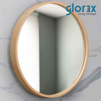 Glorex GLC 4003W/N Wall Mounted Large Round Wall Mirror 685mm Diameter Natural Rubber Wood Frame