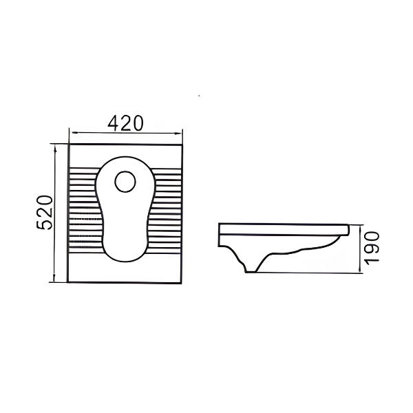 Saniware SP-501 520mm Squatting Pan W.C Built-In Platform Tandas Cangkung 520 x 420 x 190mm for Bathroom & Commercial Washroom