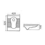 Saniware SP-501 520mm Squatting Pan W.C Built-In Platform Tandas Cangkung 520 x 420 x 190mm for Bathroom & Commercial Washroom