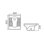 Saniware SP-501S 520mm Squatting Pan W.C Built-In Platform Tandas Cangkung 520 x 420 x 230mm for Bathroom & Commercial Washroom