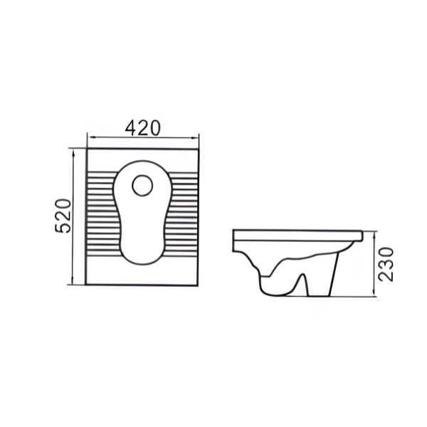 Saniware SP-501S 520mm Squatting Pan W.C Built-In Platform Tandas Cangkung 520 x 420 x 230mm for Bathroom & Commercial Washroom