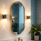 Glorex GLC PLM5090A282(GGD) Green Gold Pill Shape Wall Mirror 500×900mm Slim 28mm Aluminium Frame Vertical & Horizontal Mount