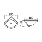 Saniware WB-202 300mm Ceramic White Corner Basin Sinki Tandas Bilik Mandi For Bathroom, Small Bathroom, Toilet & Renovation Projects