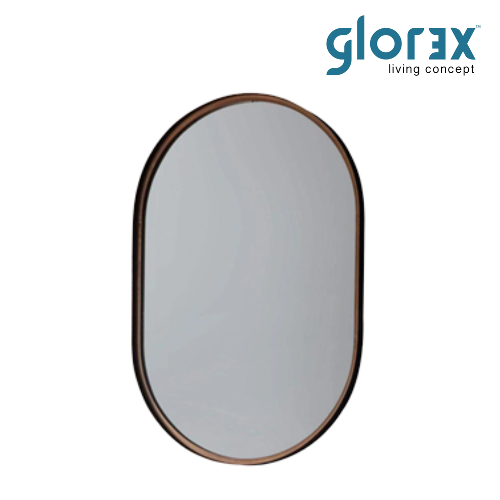 Glorex GLC PLM5090W(WT) Wall Mounted Pill Shape Wall Mirror 500×900mm Walnut Rubber Wood Frame