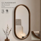Glorex GLC PLM5090W(WT) Wall Mounted Pill Shape Wall Mirror 500×900mm Walnut Rubber Wood Frame