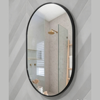 Glorex GLC 2004A/B Wall Mounted Black Pill Shape Wall Mirror 500×700mm Slim 28mm Aluminium Frame Vertical Mount Only