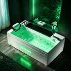 Eurano ERN 11001 Premium Whirlpool Bathtub 1-4 Person Spa Tub with Multi-Color LED Lights, Air & Water Massage, Hand Shower & Waterfall