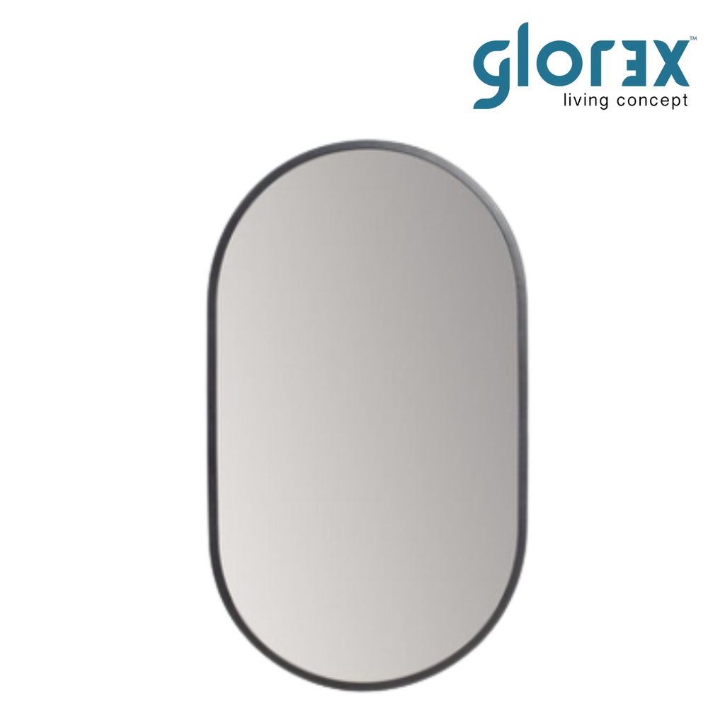 Glorex GLC PLM5090W(LG) Wall Mounted Pill Shape Wall Mirror 500×900mm Light Grey Rubber Wood Frame