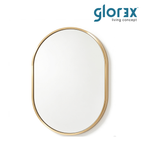 Glorex GLC 2004A/G Wall Mounted Gold Pill Shape Wall Mirror 500×700mm Slim 28mm Aluminium Frame Vertical Mount Only
