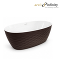 Arris Infinity ars - D8371 FS Lilas 1700mm Freestanding Oval Soaking Bathtub with Dark Brown Textured Exterior and White Interior