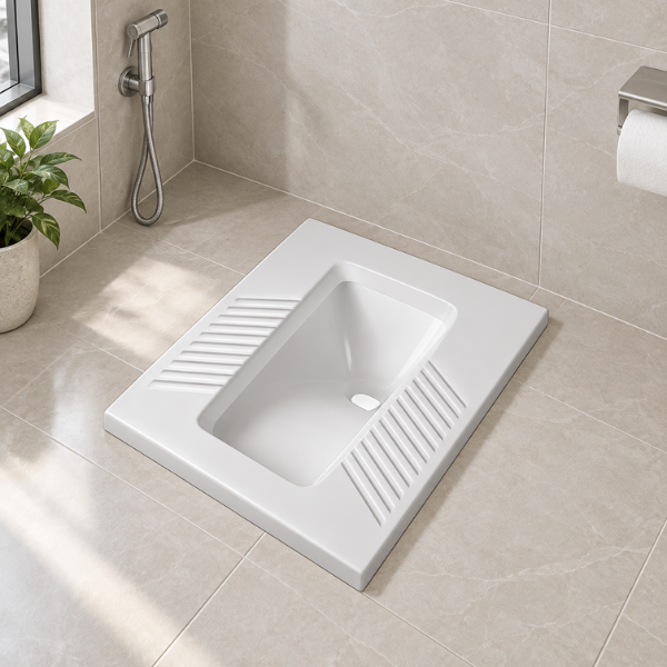 Saniware SP-509 595mm Rectangular Squatting Pan W.C Built-In Platform Tandas Cangkung 595 x 460 x 180mm for Bathroom & Commercial Washroom