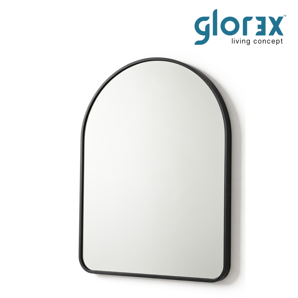 Glorex GLC 2003A/B Wall Mounted Arch Shape Wall Mirror 500×700mm Slim 28mm Aluminium Frame Vertical Mount Only
