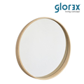 Glorex GLC 4001WS/WHW Wall Mounted Round Wall Mirror 600mm Diameter White-Washed Rubber Wood Frame