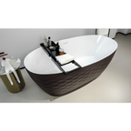 Arris Infinity ars - D8371 FS Lilas 1700mm Freestanding Oval Soaking Bathtub with Dark Brown Textured Exterior and White Interior
