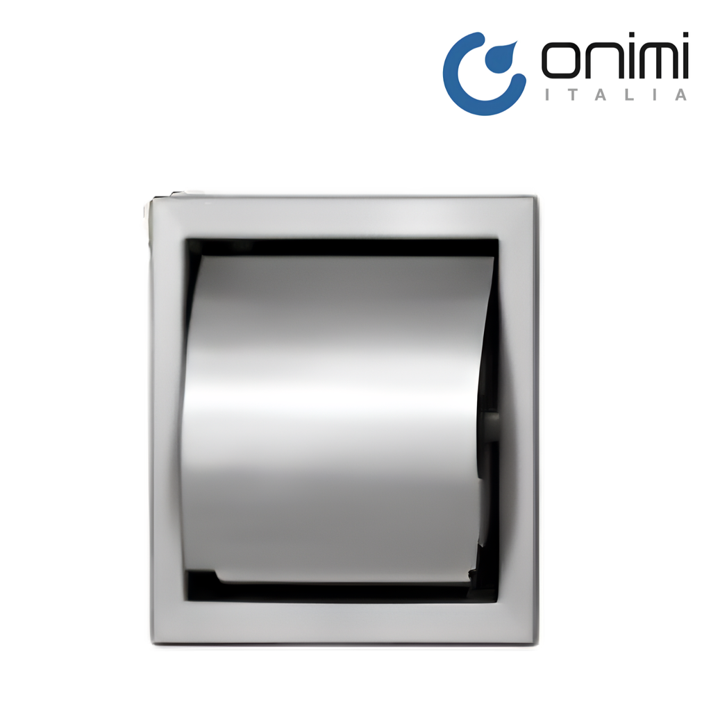 Onimi A120 165 × 165 × 75mm Stainless Steel 304 Polished Chrome Anti-Splash Concealed Single Toilet Paper Roll Holder – Wall Mounted