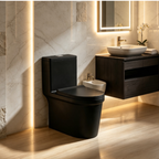 Saniware WC-2076-Black 680mm Ceramic Matte Black One-Piece Washdown Toilet Sinki Tandas Bilik Mandi S-Trap 250mm & P-Trap 180mm Roughing-In For Bathroom Renovation & Modern Homes