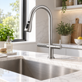 Saniware SWP‑SS‑304‑3970 Stainless Steel Flexible Hose Kitchen Pillar Sink Tap with Waterfall Spout