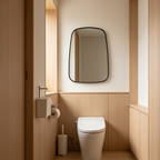 Glorex GLC RT6080A/B Wall Mounted Black Rounded Trapezoid Wall Mirror 600×800mm Slim 28mm Aluminium Frame Vertical Mount