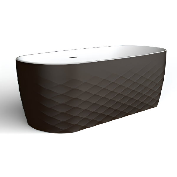 Arris Infinity ars - D8376 FS Careca 1700mm Freestanding Oval Soaking Bathtub with Dark Brown Textured Exterior and White Interior