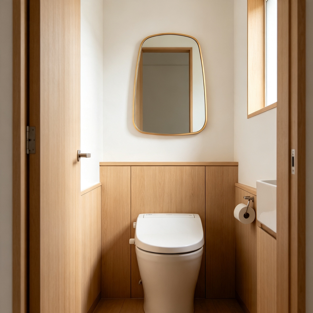Glorex GLC RT6080A/G Wall Mounted Gold Rounded Trapezoid Wall Mirror 600×800mm Slim 28mm Aluminium Frame Vertical Mount