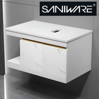 Saniware SWBC‑C5901‑WH 1100mm White Wall‑Mounted Stainless Steel Vanity Cabinet with Countertop – Premium Bathroom Storage & Renovation Unit