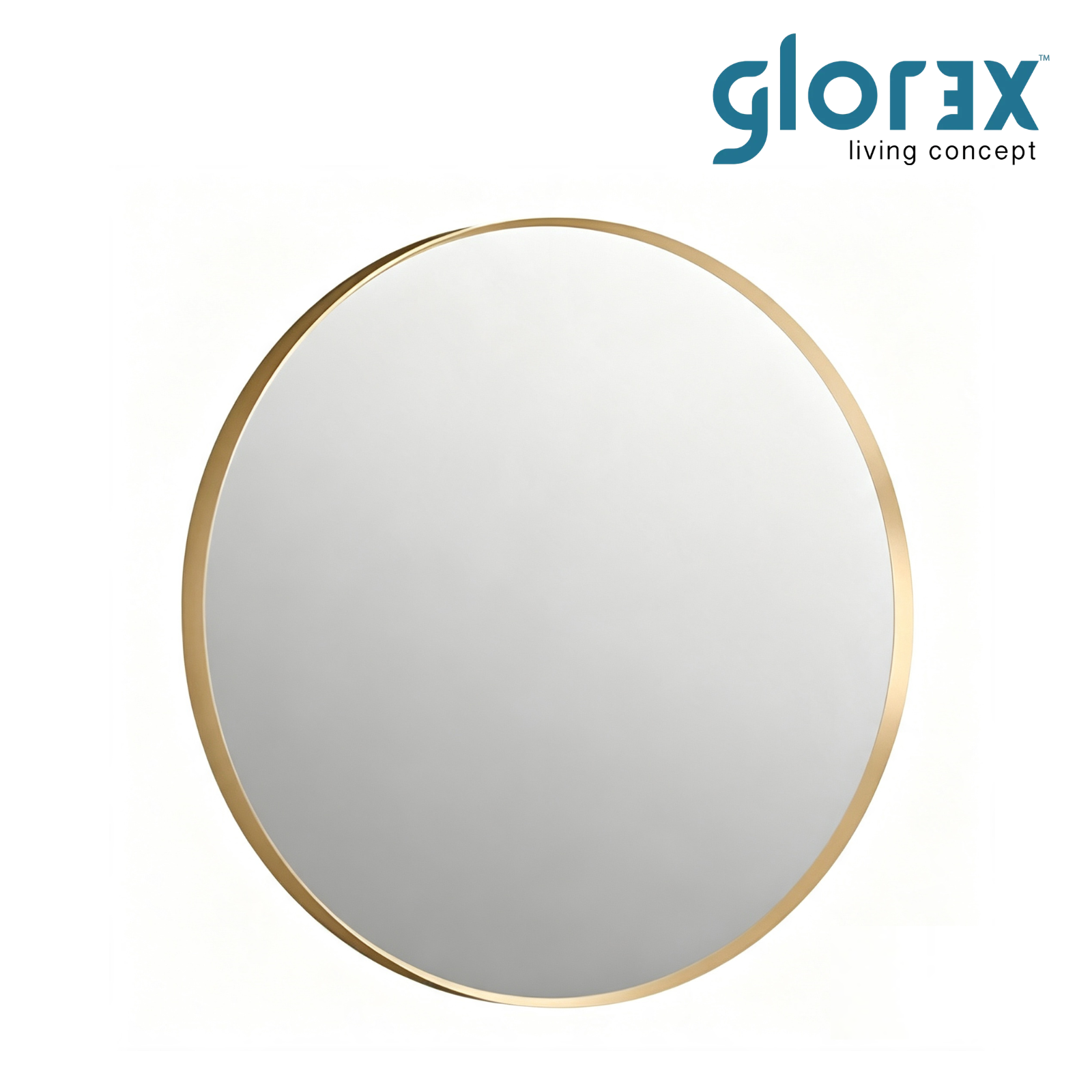 Glorex GLC RD80A282(GGD) Wall Mounted Green Gold Round Wall Mirror 800mm Diameter Slim 28mm Aluminium Frame