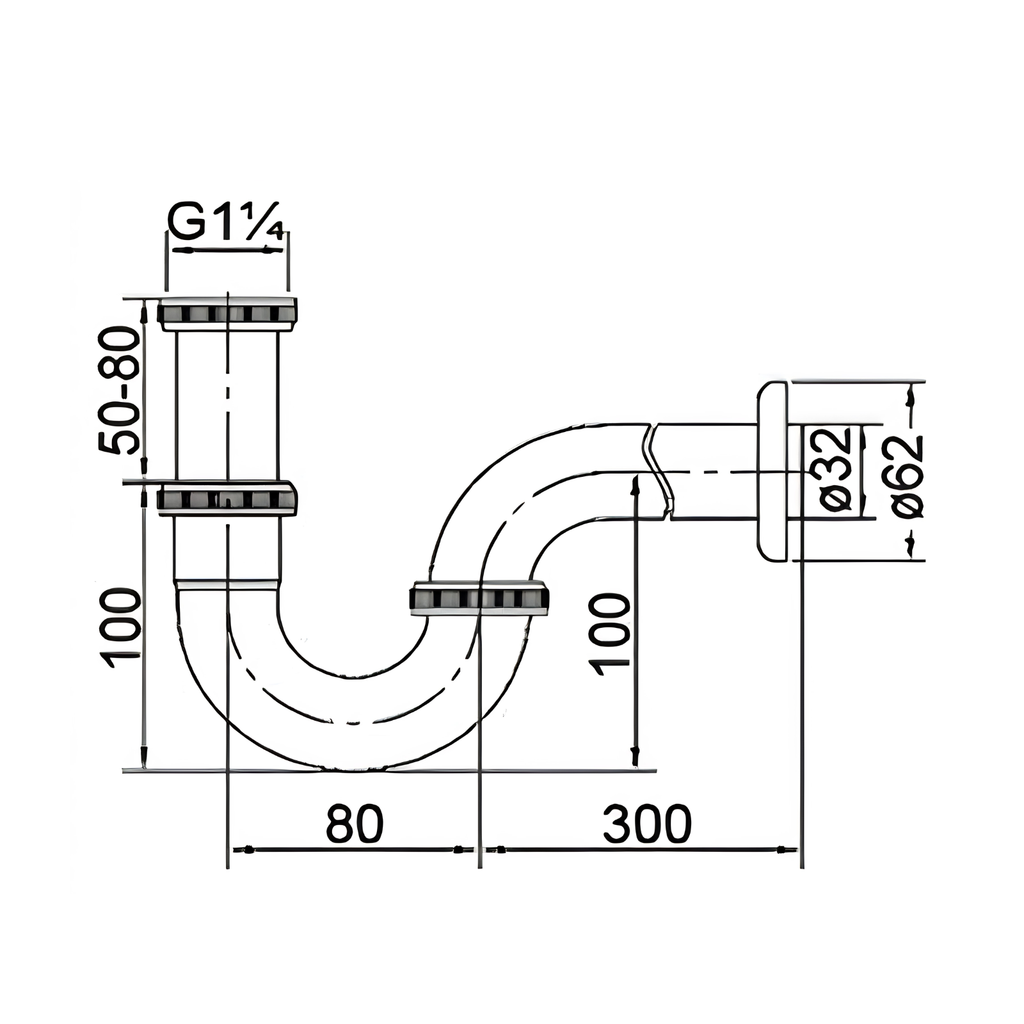 Onimi PT02 Chrome P Trap 1 1/4" (32mm) Suitable For Basin Waste Trap