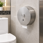Saniware SWP-BF-1100 SUS304 Stainless Steel Round Tissue Dispenser Hairline Finish Wall Mounted Toilet Paper Holder 255 x 264 x 138mm