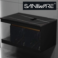 Saniware SWBC‑C5702‑BLK 900mm Black Wall‑Mounted Stainless Steel Vanity Cabinet with Countertop – Premium Bathroom Storage & Renovation Unit