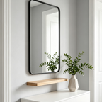 Glorex GLC RRM6080A282(BK) Black Rounded Rectangle Wall Mirror 600×800mm Slim 28mm Aluminium Frame Horizontal & Vertical Mount