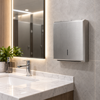 Saniware SWP-BF-1101 SUS304 Stainless Steel Rectangular Tissue Dispenser Hairline Finish Wall Mounted Paper Towel Holder 280 x 370 x 102mm
