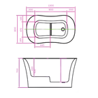Arris Infinity ars - D8332 - 130 Marco 1300mm White One-Piece Freestanding Soaking Bathtub with Built-In Seat