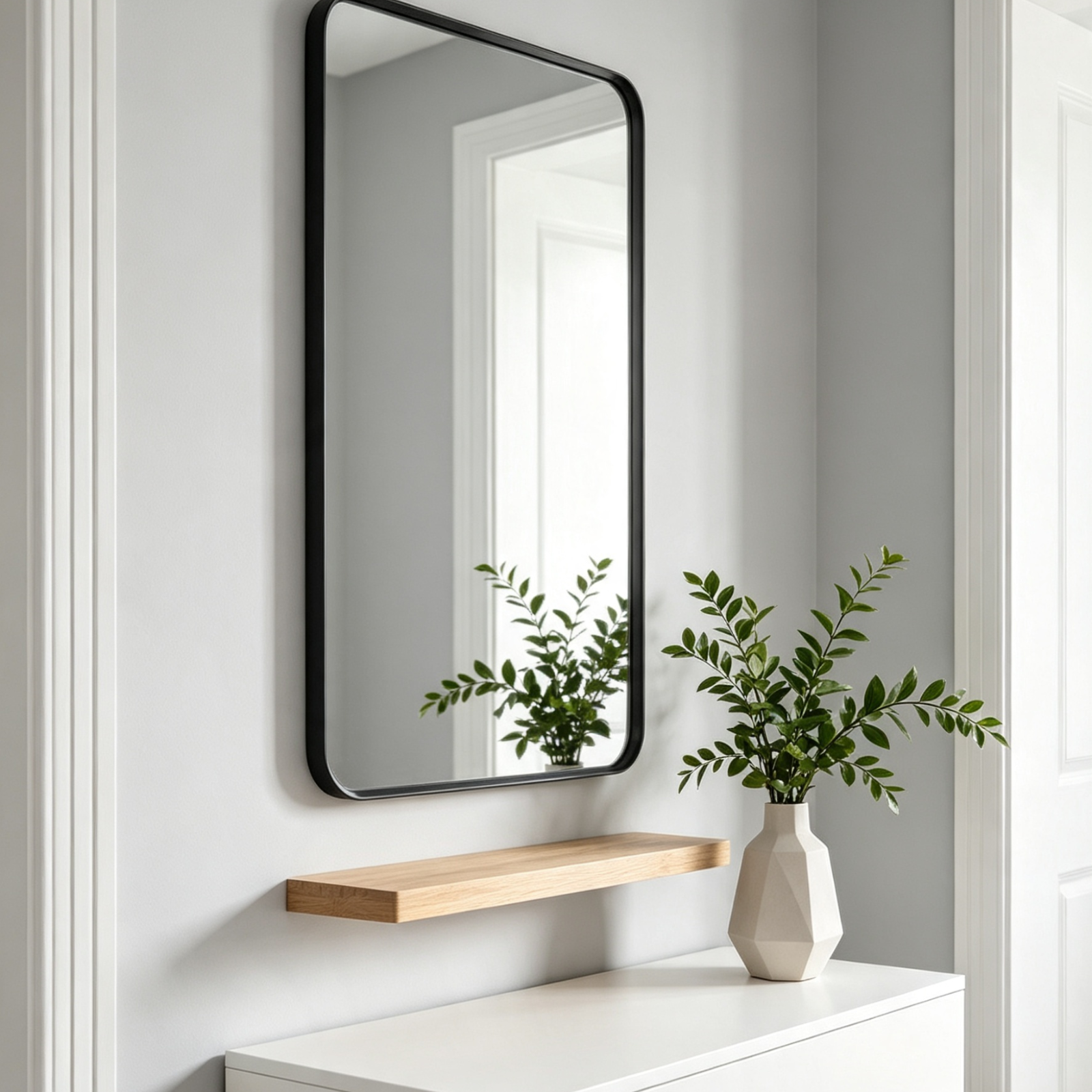Glorex 4560-B Wall Mounted Rectangle Mirror 450×600mm 27mm Aluminium Frame Bathroom Vanity Mirror