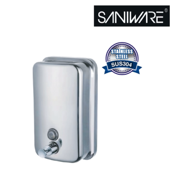 Saniware SWP-BF-1102 1000ml SUS304 Stainless Steel Liquid Soap Dispenser Polished Chrome Wall Mounted Sabun Dispenser for Commercial Washroom