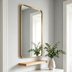 Glorex GLC RRM6080A282(GGD) Green Gold Rounded Rectangle Wall Mirror 600×800mm Slim 28mm Aluminium Frame Vertical & Horizontal Mount
